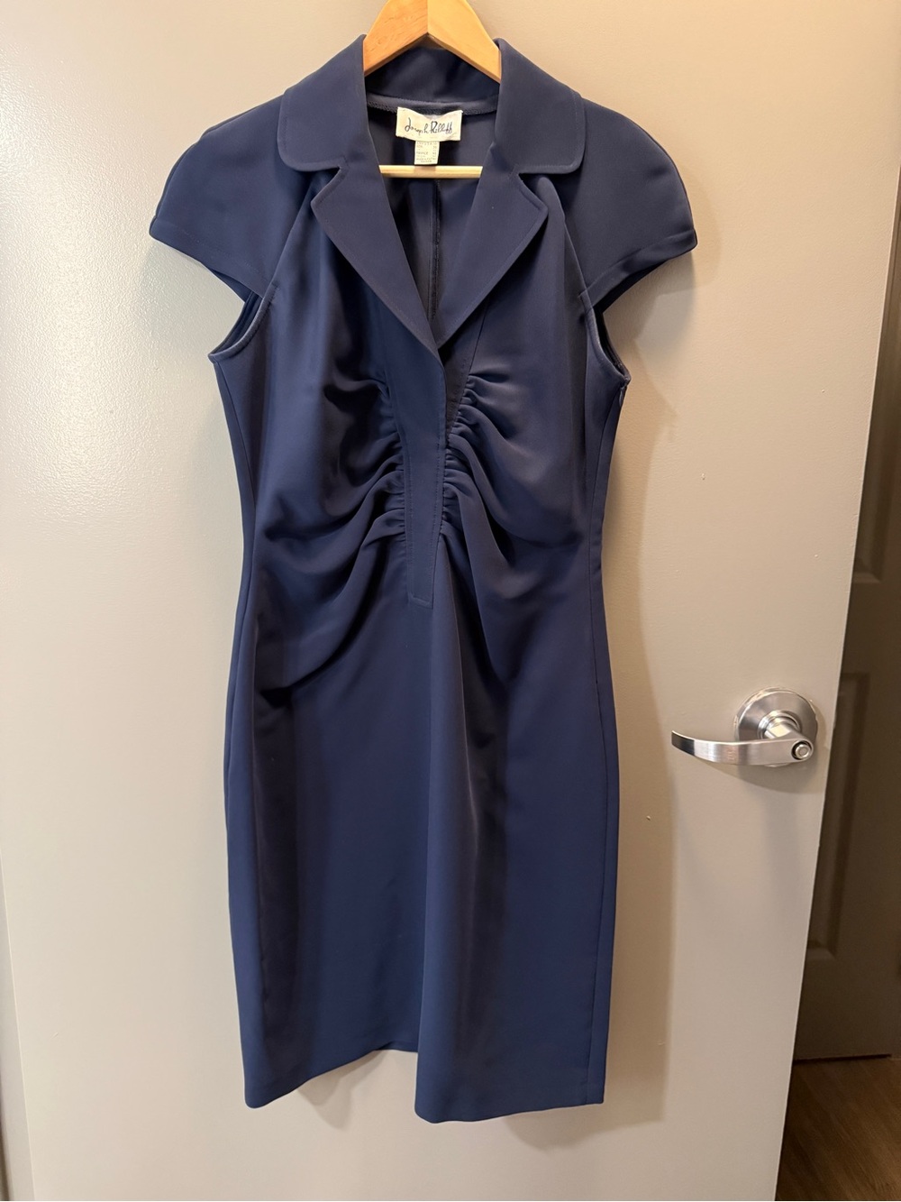 Joseph Ribkoff Navy Ruched Sheath Cocktail Dress Size 10